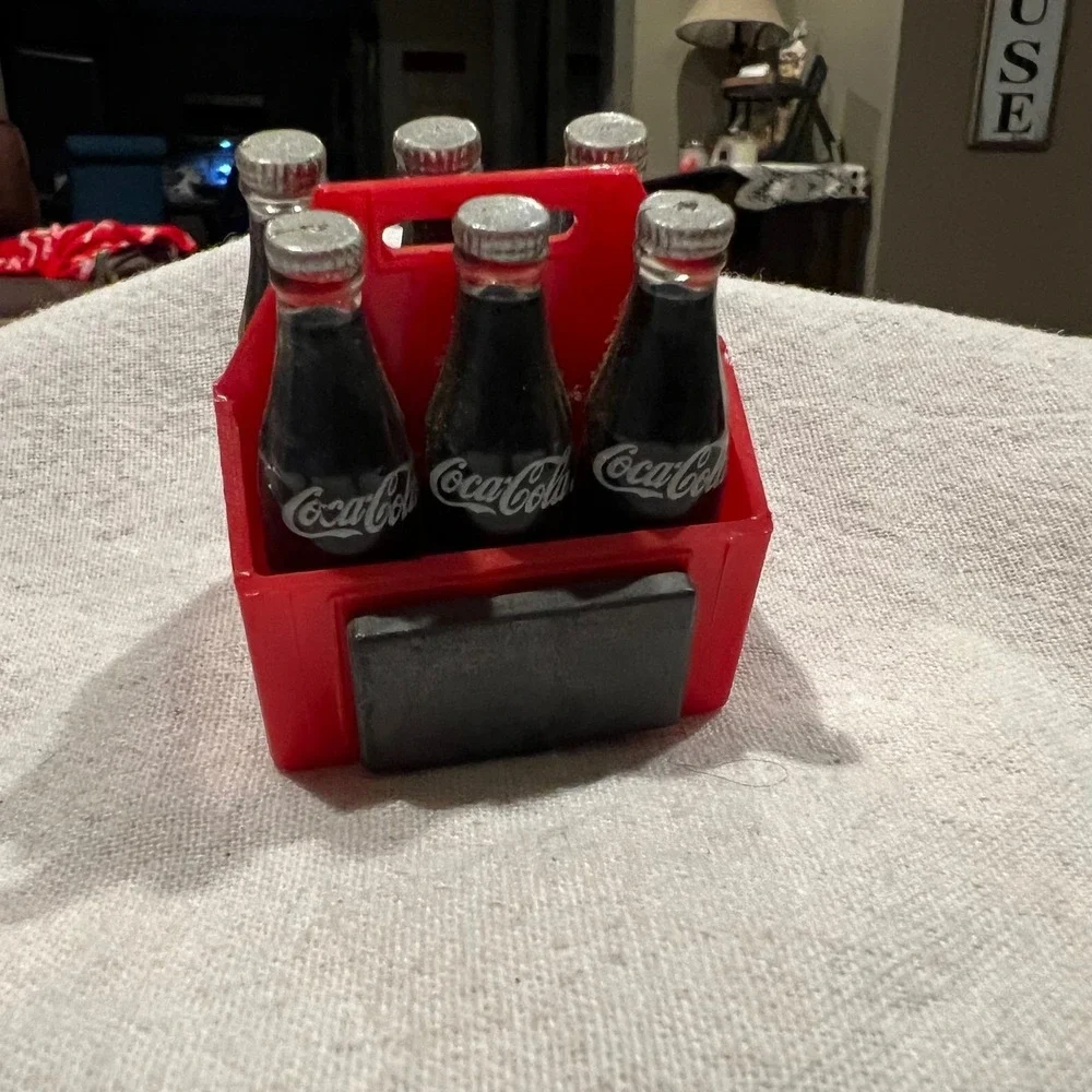 Vintage Coca-Cola 6 Pack Bottle Magnet Miniature Soda Red Carrier Collectible